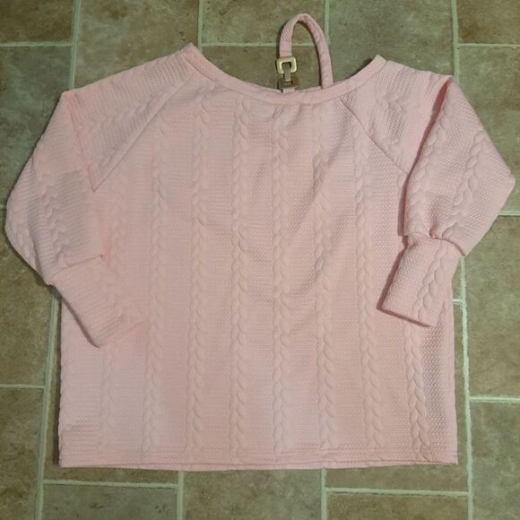 Chicme Wide Neck Quilted Pink Long Lined Sweater Oversized Small - Picture 1 of 6